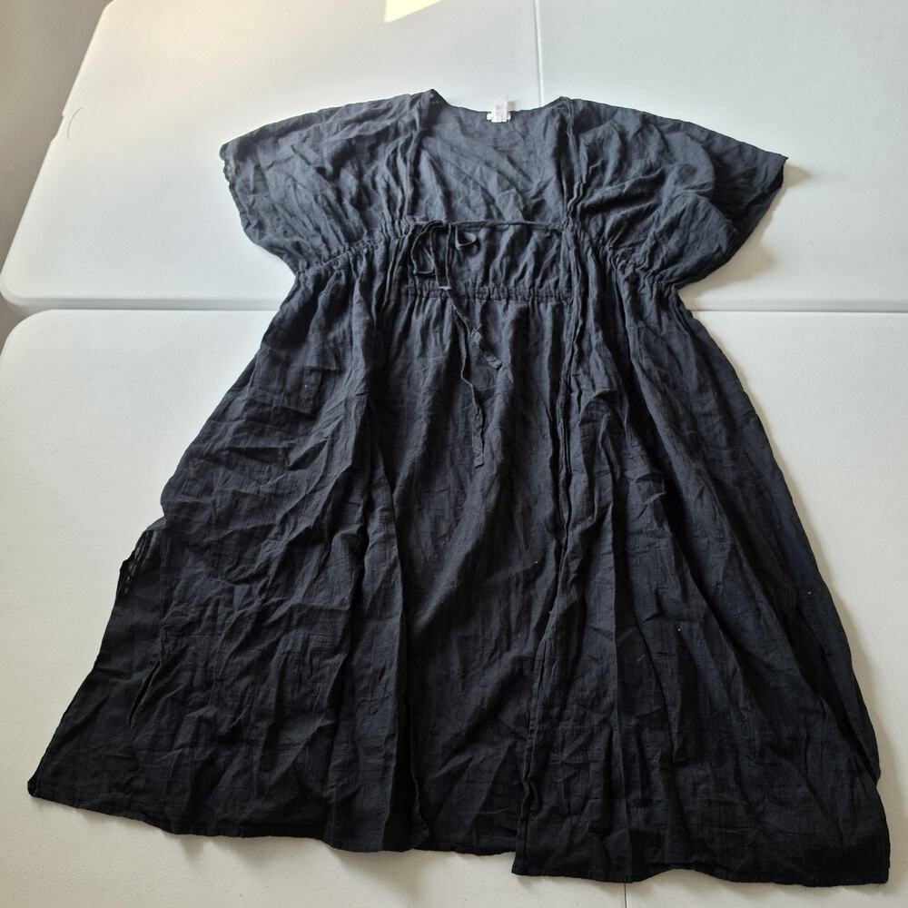 Aerie Kimono Womens One Size Black Cotton Kaftan Dolman Sleeve Beach Cover Up